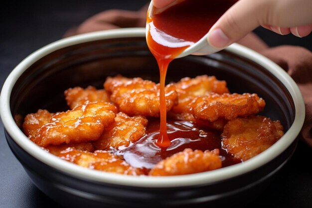 Foto a_closeup_shot_of_chicken_nuggets_being_dipped_into_73_block_0_0jpg