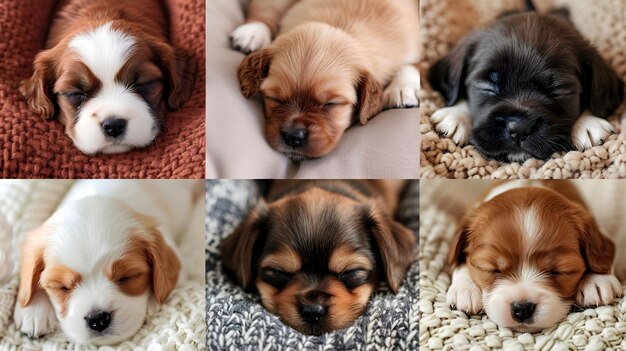 写真 a collage of pictures of a puppy sleeping with one of the puppies cute little beagle puppies