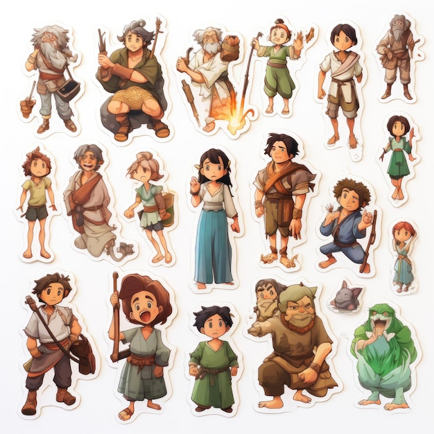 Фото Коллекция персонажей, включая персонажа с женщиной и мужчиной с книгой под названием 