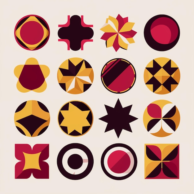 写真 円と星の円を含む異なるデザインのコレクション
