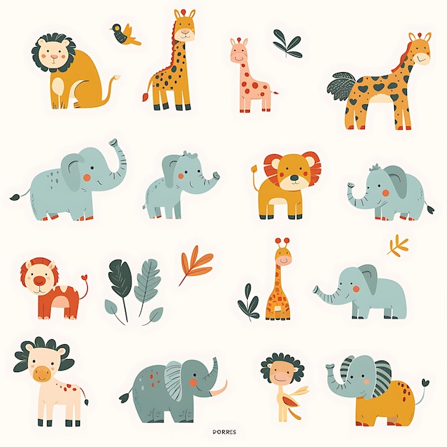 사진 지라프 와 코끼리 들 의 컬렉션
