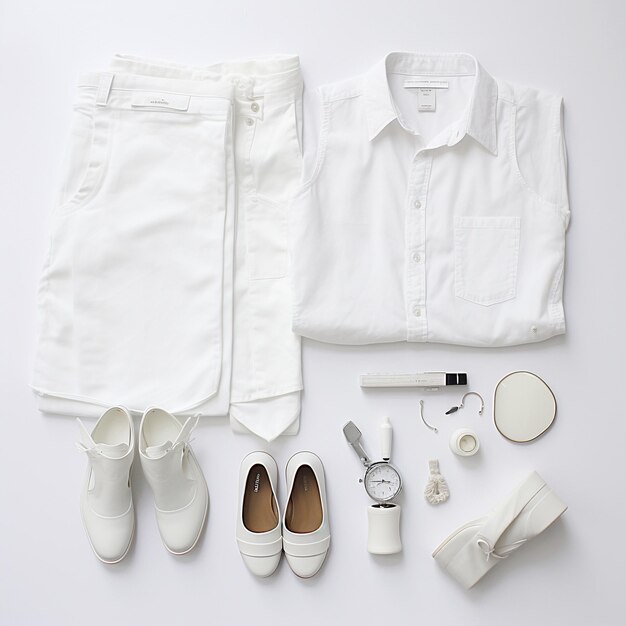 Фото Коллекция белых рубашек, одна с белой рубашкой, а другая с белой.