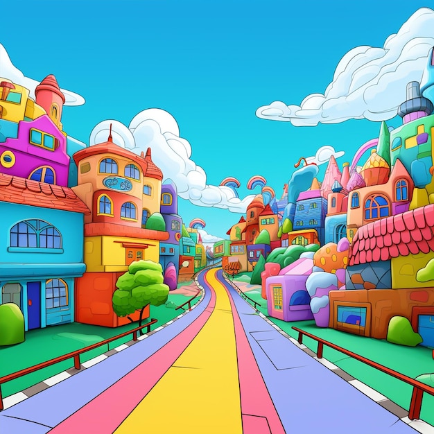 Фото Цветной мультфильм полный город
