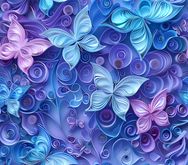 사진 보라색 나비 와 파란색 나비 의 다채로운 배경