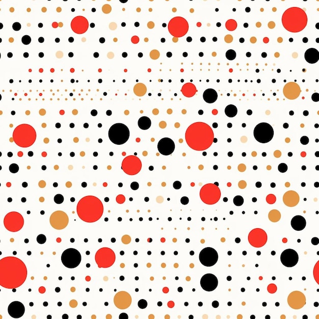 写真 黒と赤の円と点のあるカラフルな背景。