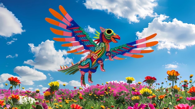 사진 푸른 하늘과 구름을 배경으로 한 다채로운 새
