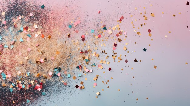 写真 ピンクの背景に粉と粉のカラフルな爆発