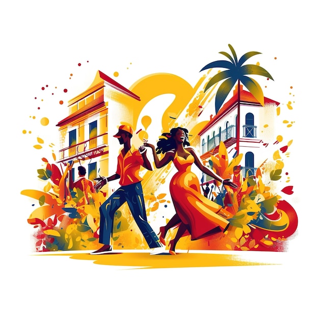 사진 건물 앞 에서 춤추는 부부 의 다채로운 그림