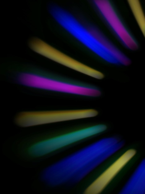 Фото Красочный свет показан в темной комнате. графический абстрактный узор из светящихся линий и полукруга
