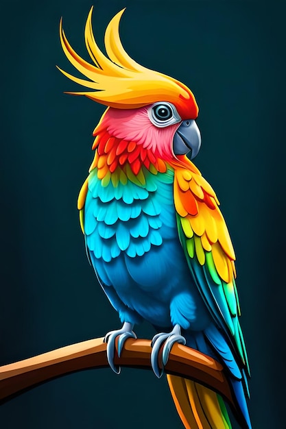 Фото Красочный попугай сидит на ветке.