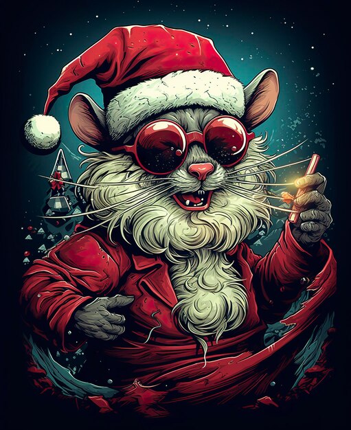 사진 다채로운 산타 마우스 터 티셔츠 디자인