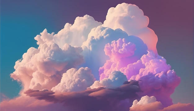 Фото Красочное небо с облаками и радугой