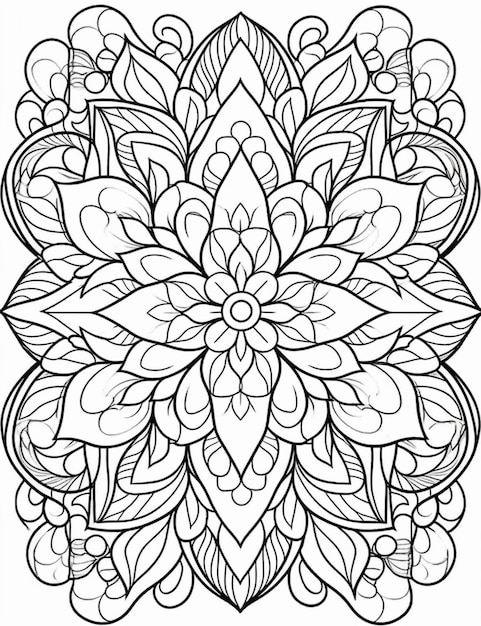 写真 黒と白のジェネレーティブaiで花のデザインのカラーページ