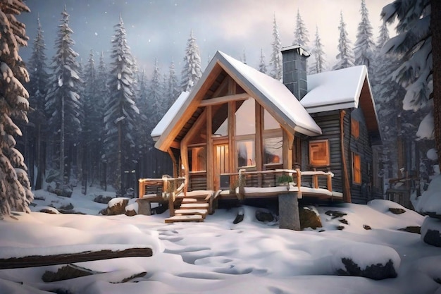 a_cozy_cabin_in_a_snowy_forest_