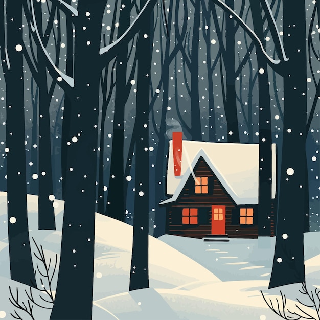 A_cozy_house_nestled_in_a_snowy_forest_Vector