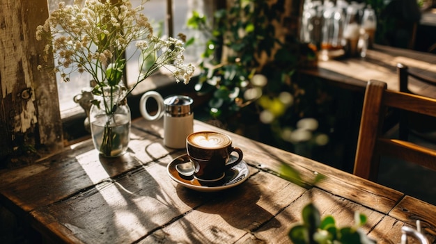 写真 コーヒー を 飲む 温かい 朝