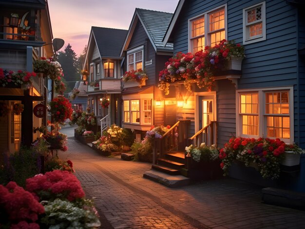 Фото Уютная улица с причудливыми домами