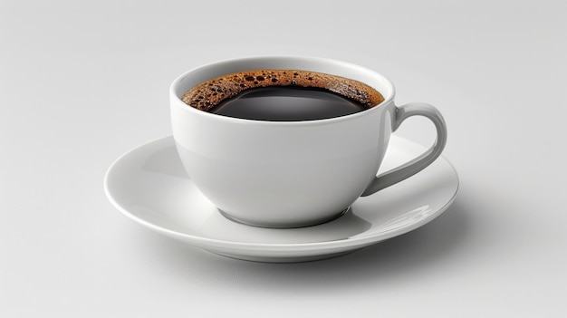 사진 색 배경의 순수함에 맞춰 세련되게 단순하게 설정된 검은 커피 한 잔, 커피의 본질에 초점을 맞추는 ai generative