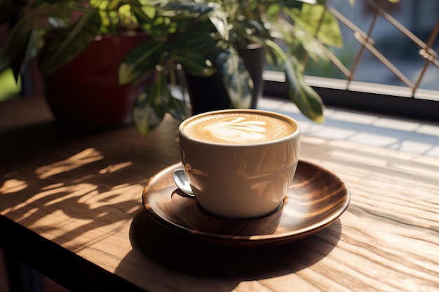 写真 一杯のコーヒーの次の背景デザイン