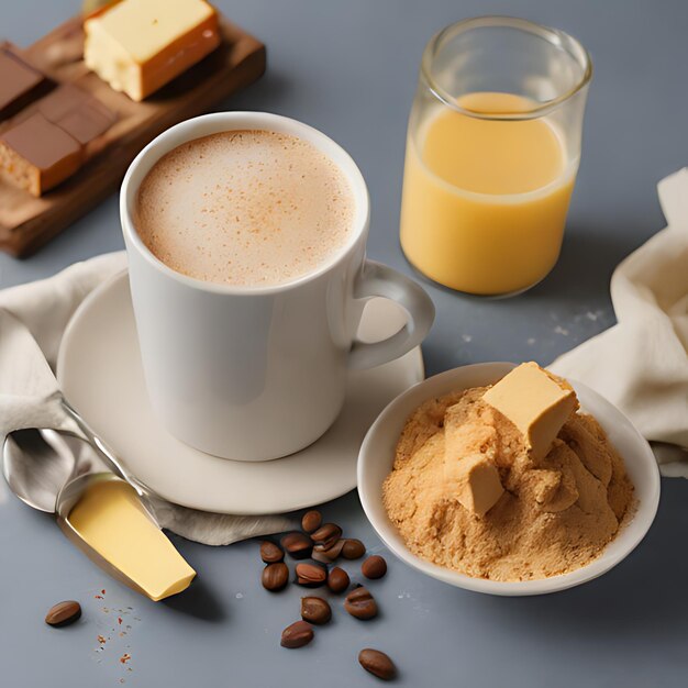 사진 초콜릿과 커피의 접시 에 커피 한 잔
