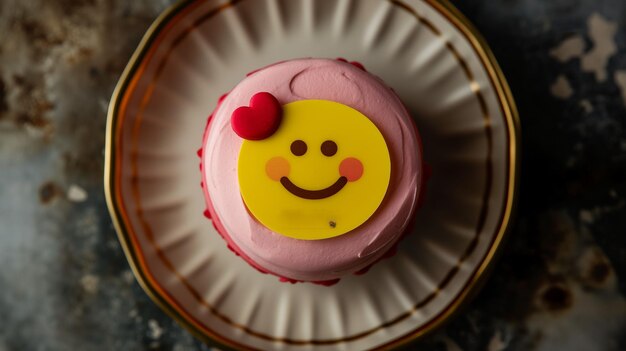 사진 미소 짓는 얼굴의 컵케이크