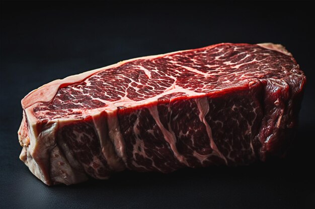 写真 ジューシーなステーキのプロの肉屋の写真スタイルのカット
