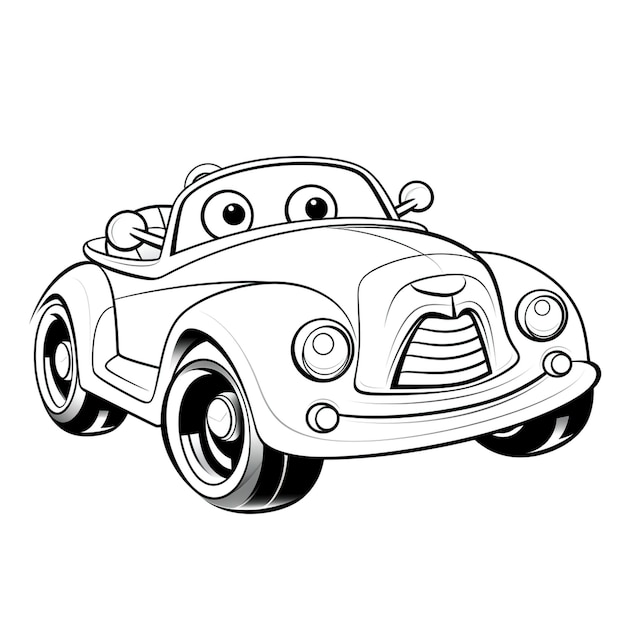 Фото Милый мультфильмный автомобиль для детей, окрашивающий с упрощенной линией