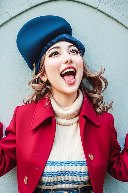 Photo a_cute_excited_woman_fashion_photo_ai_genarated