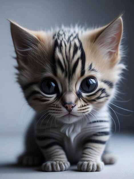 Фото Милый маленький гиперреалистичный котенок кавайи