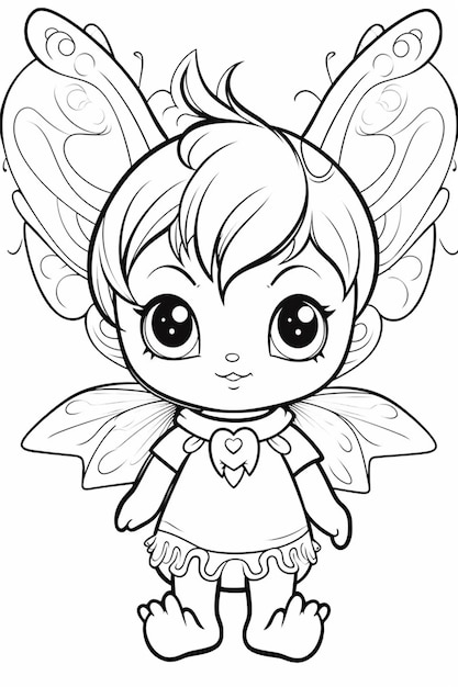 Фото Милая маленькая фея с крыльями и сердцем на груди, генеративный искусственный интеллект