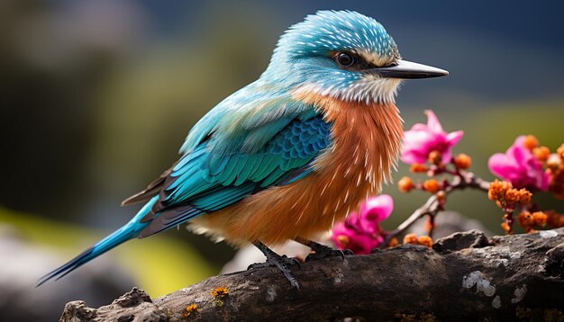 写真 aiによって生成された森の枝に座っている可愛い小さな鳥