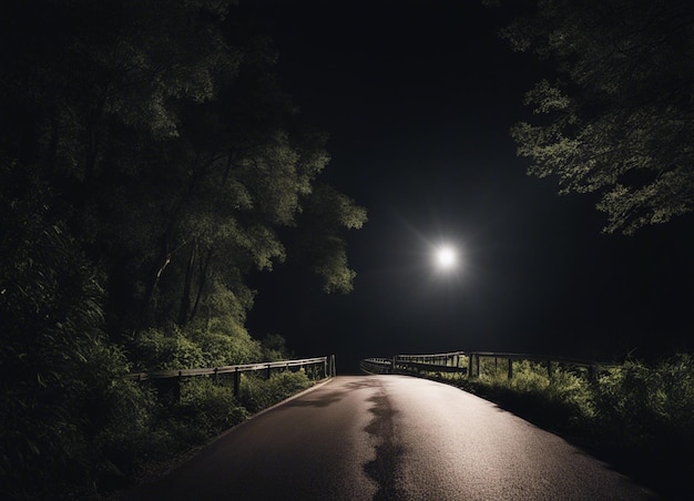 写真 暗い森の道