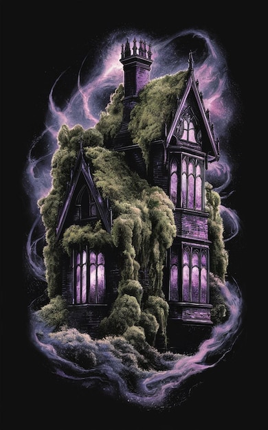 Фото Темный дом с пугающим домом спереди