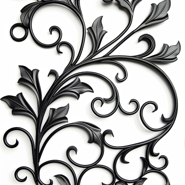 Фото Декоративный черный кованый железный цвет на белом фоне яркая визуальная фокусная точка идеально подходит для добавления изысканности в любой интерьерный декор