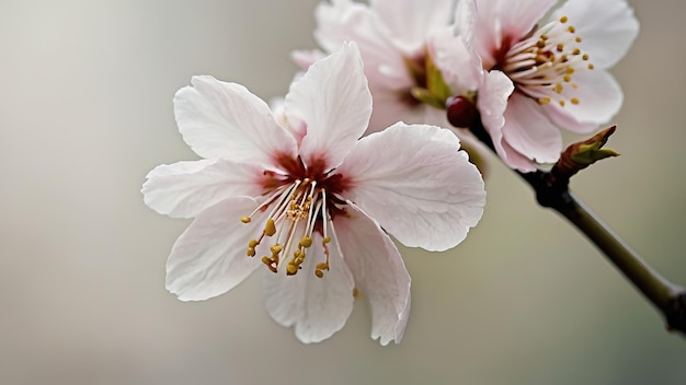 Фото Деликатный крупный снимок цветущей вишни