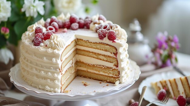 写真 美しく飾られた美味しいケーキ