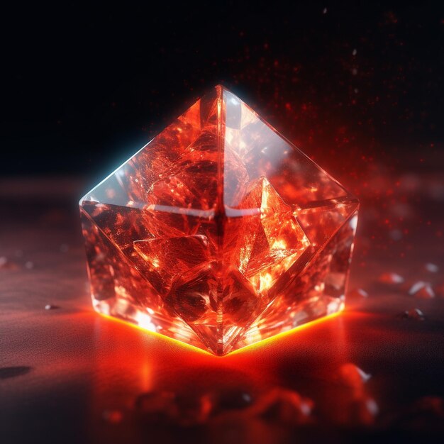 사진 테이블 위에 빨간불이 켜진 다이아몬드.