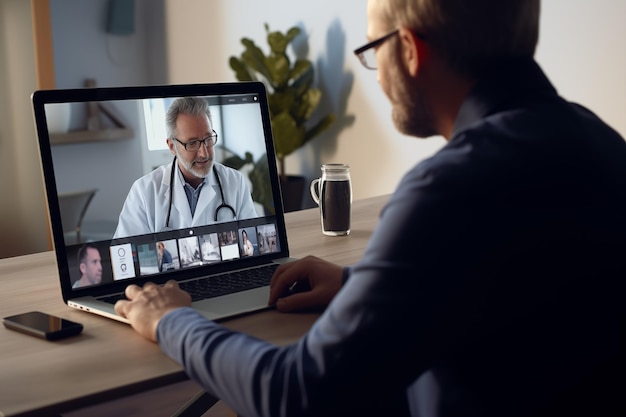 Foto a doctor conducting a telemedicine consultation with a patient generative ai