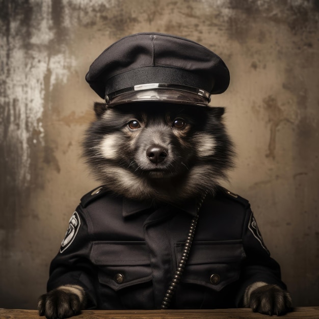 写真 警察の制服を着た犬