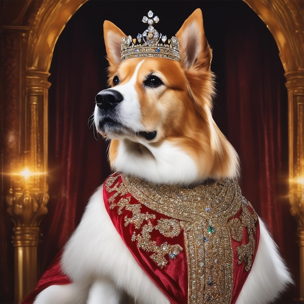 Фото Собака в короне носит корону.