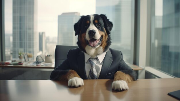 写真 スーツとネクタイを着た犬