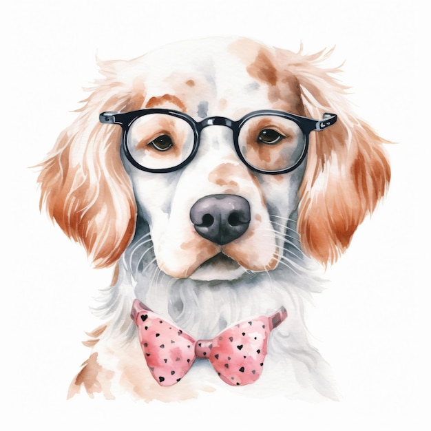 Фото Собака в очках и галстуке-бабочке с галстуком-бабочкой.