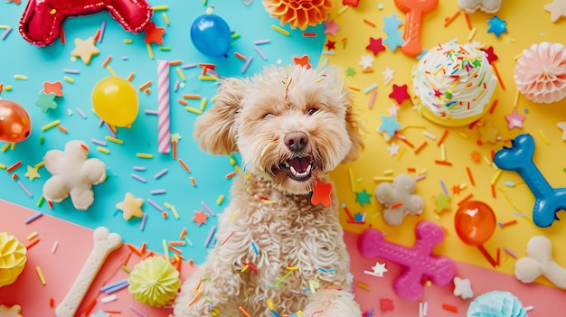 写真 a dog with a birthday tag on its neck