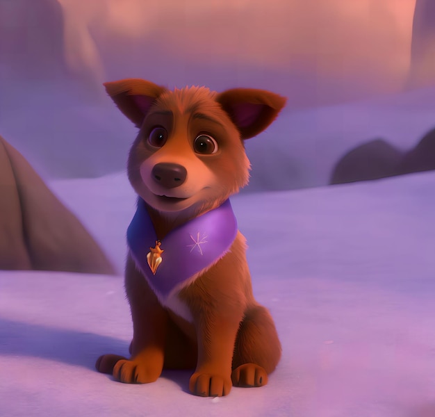 Фото Собака с фиолетовым шарфом с надписью «замерзла»