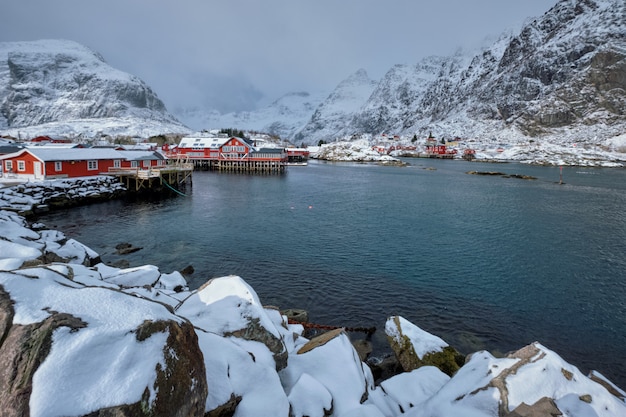 "A" dorp op de Lofoten eilanden, Noorwegen