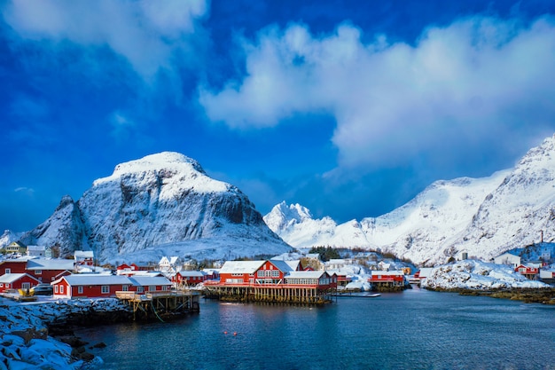 "A" dorp op de Lofoten eilanden, Noorwegen