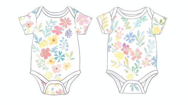 写真 花のパターンを持つ赤ちゃんの服の絵