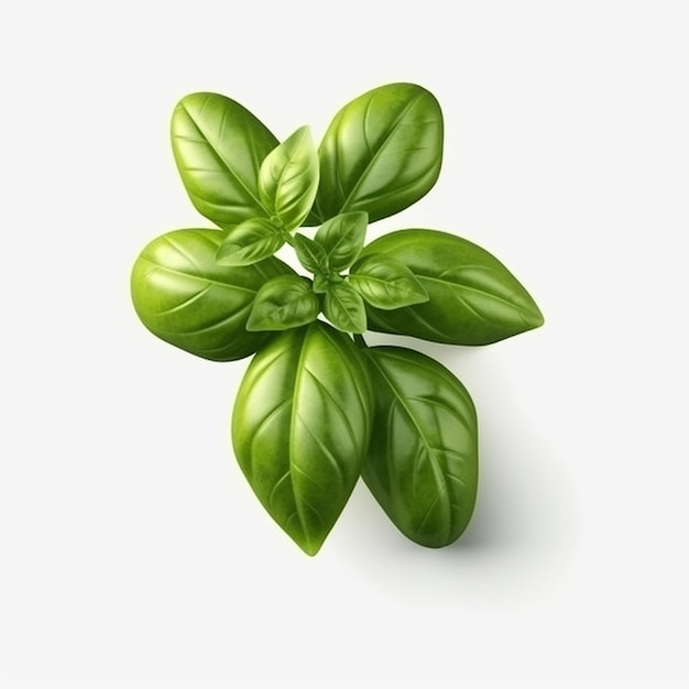 사진 녹색 잎을 가진 바질 식물의 그림.