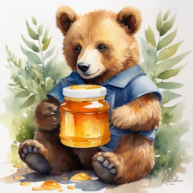 Фото Рисунок медведя с банку с медом