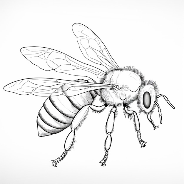Фото Рисунок пчелы с длинным телом и большой головой, генеративный ии